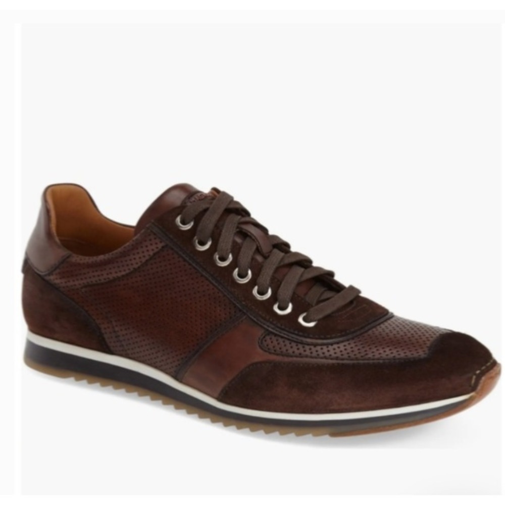 Magnanni Serrano Men's Torba Suede Brown Perforated Leather Trainer Sneakers 7M